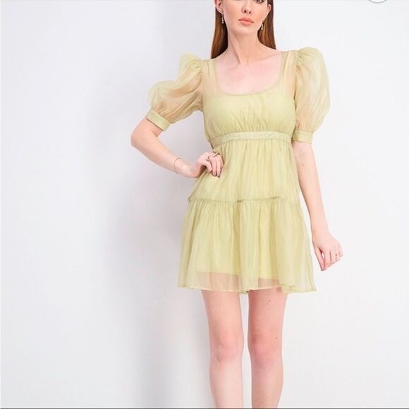 DANIELLE BERNSTEIN Light Green Mini Dress - Picture 1 of 16